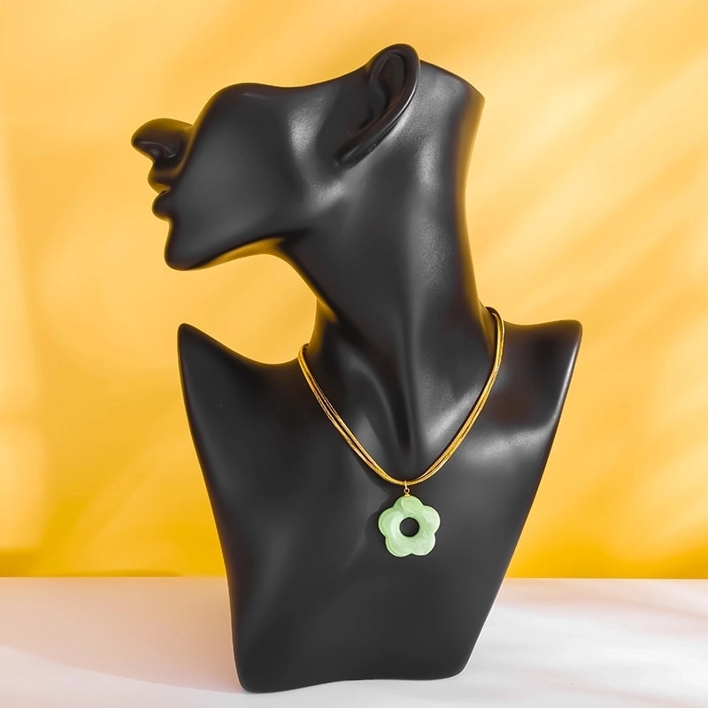 Vintage Style Minimalist Flower 304 Stainless Steel 18K Gold Plated Plating Pendant Necklace