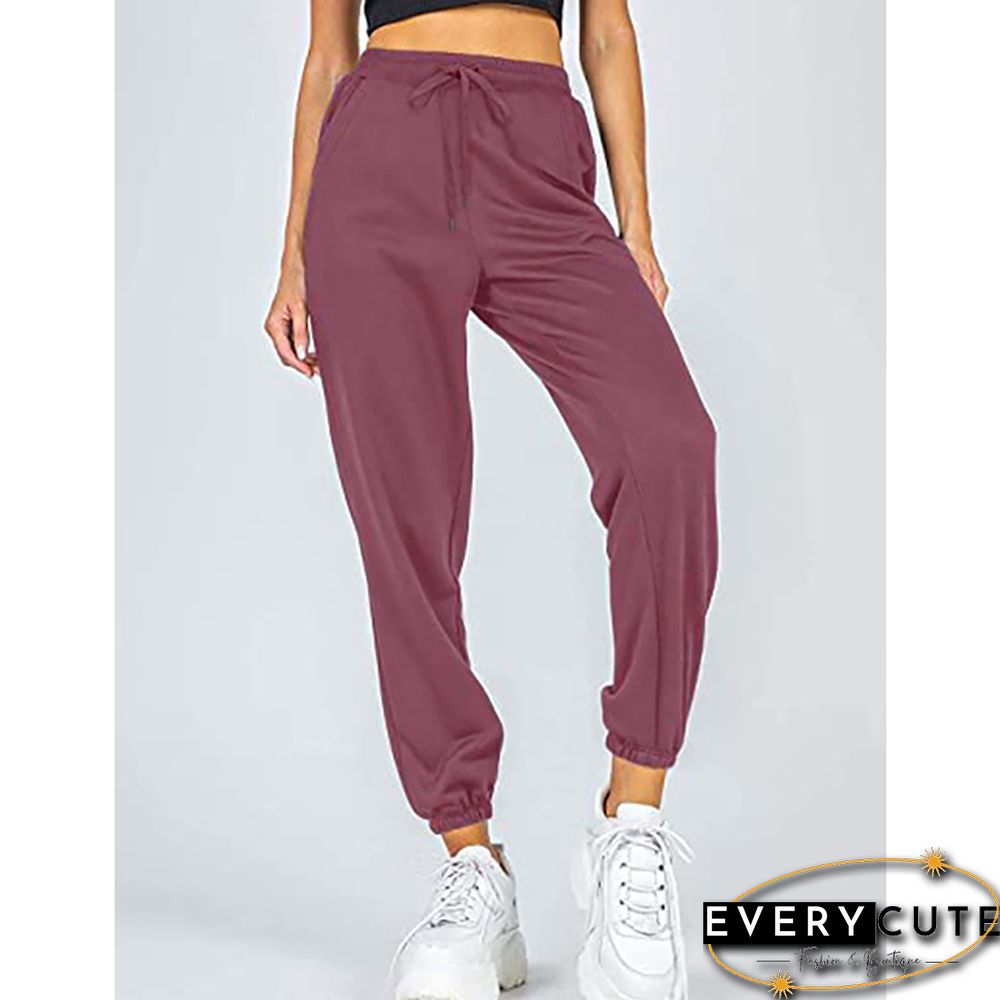 Purple Red Loose Sports Running Pants