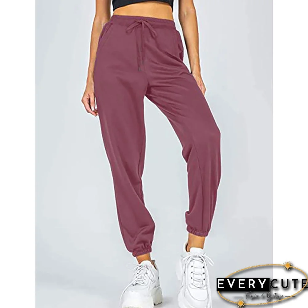 Purple Red Loose Sports Running Pants