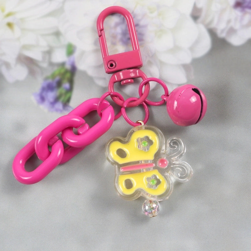 Cute Flower Butterfly Arylic Metal Unisex Bag Pendant Keychain