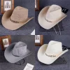 Men's Sun Protection Hat Western Cowboy Straw Hat Summer Travel Jazz Hat