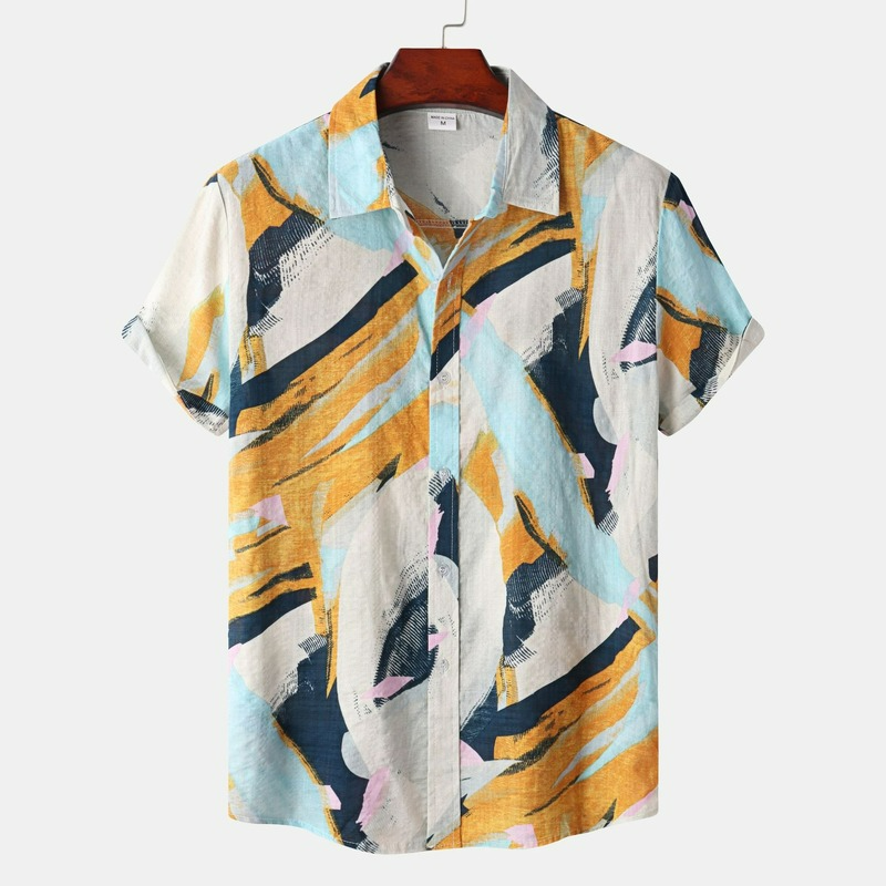 Men's Personalized Floral Short Sleeved Beach Vacation Shirt