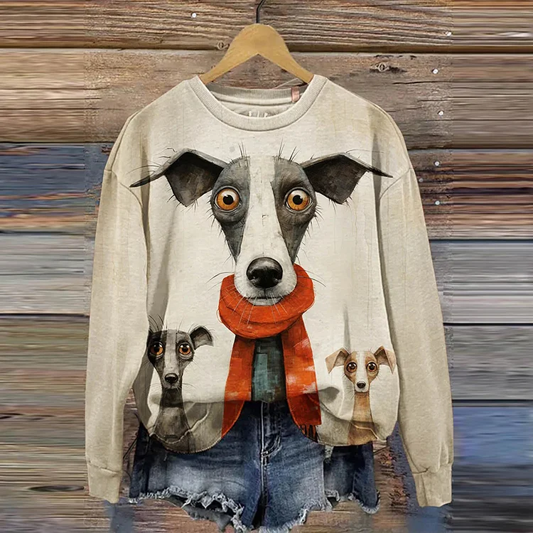 Wearshes Funny Dog Art Design Print Casual Round Neck Sweatshirt