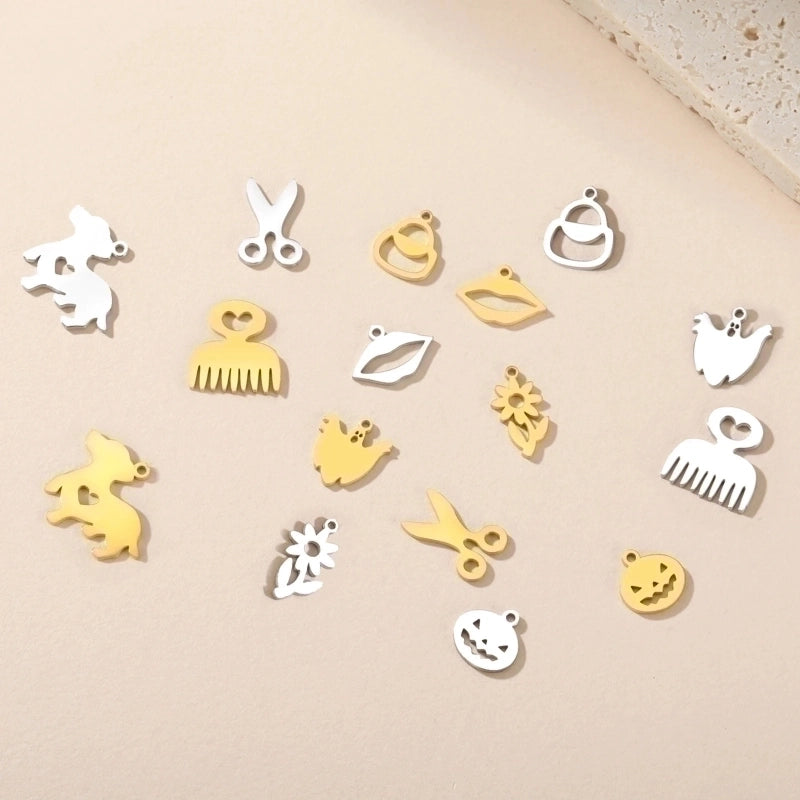 1 Piece Diameter 10mm Stainless Steel Dog Flower Ghost Polished Pendant Jewelry Accessories