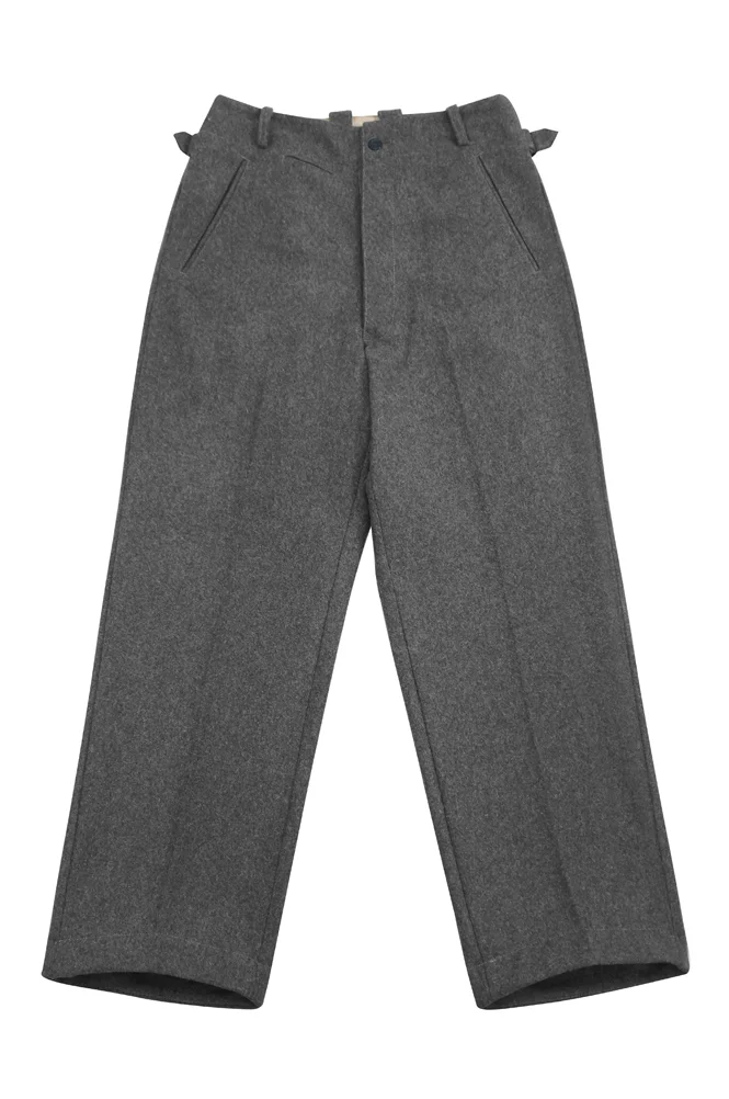   Elite German Stone Grey Wool Straight Trousers German-Uniform