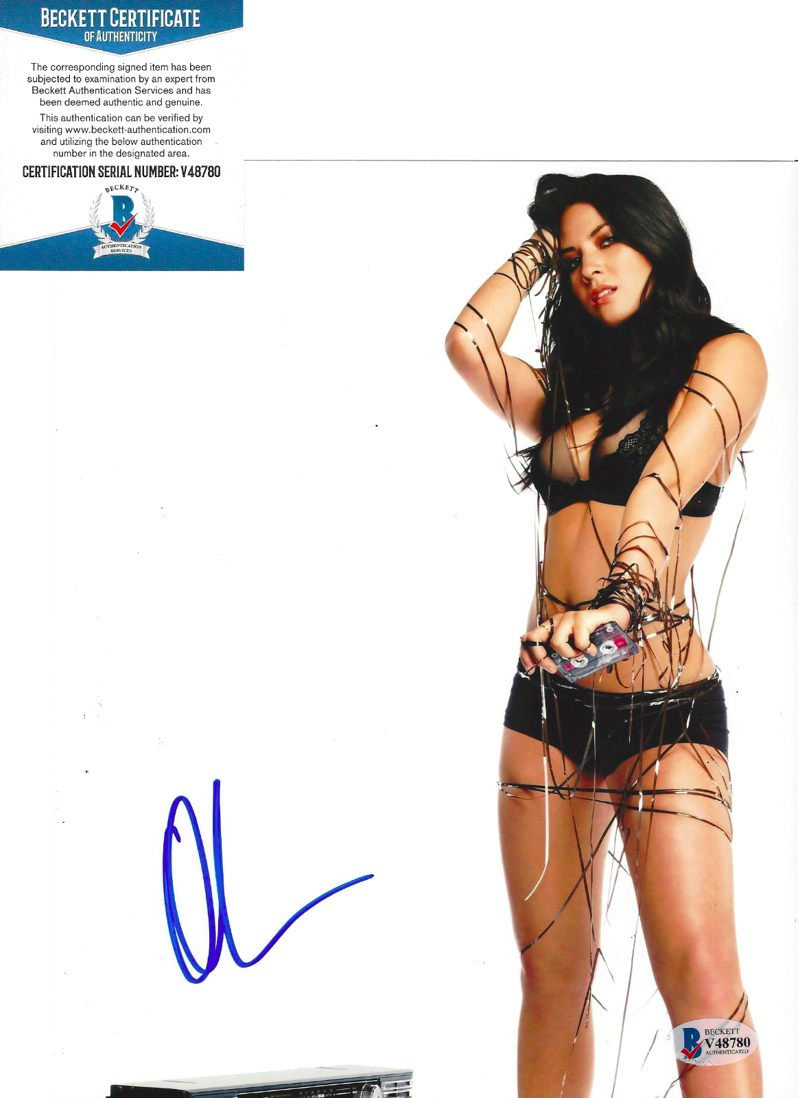 OLIVIA MUNN SIGNED AUTHENTIC SEXY LINGERIE 8x10 Photo Poster painting 2 ACTRESS BECKETT COA BAS