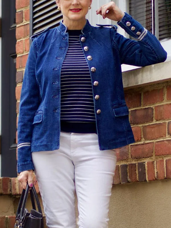 Daily temperament simple women's thin denim jacket