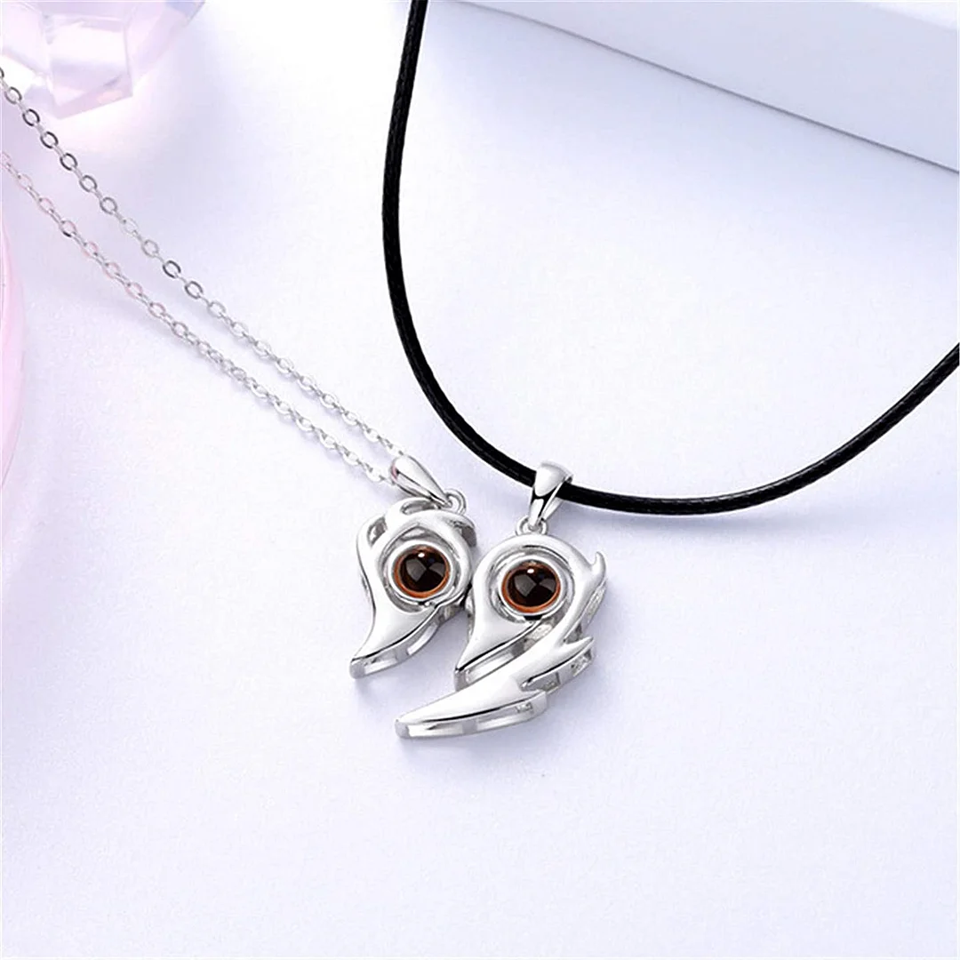 Buzzdaisy Custom Magnetic Flame Heart 100 Languages I Love You BFF Couples Necklaces