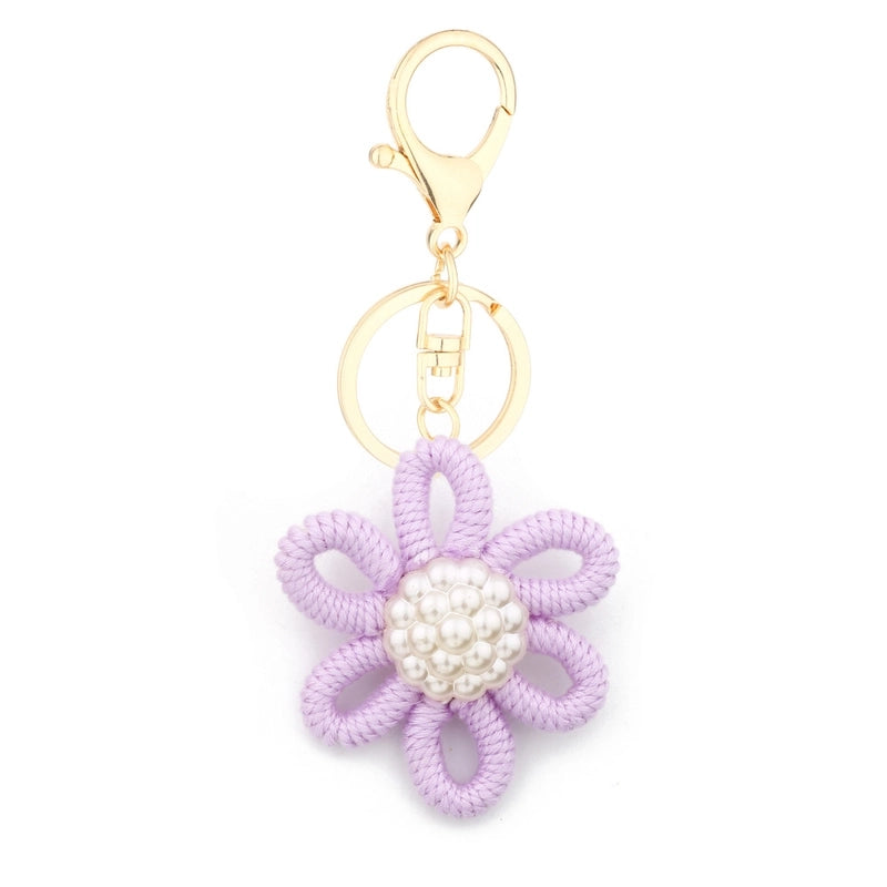 Cute Sweet Flower Yarn Metal Unisex Bag Pendant Keychain
