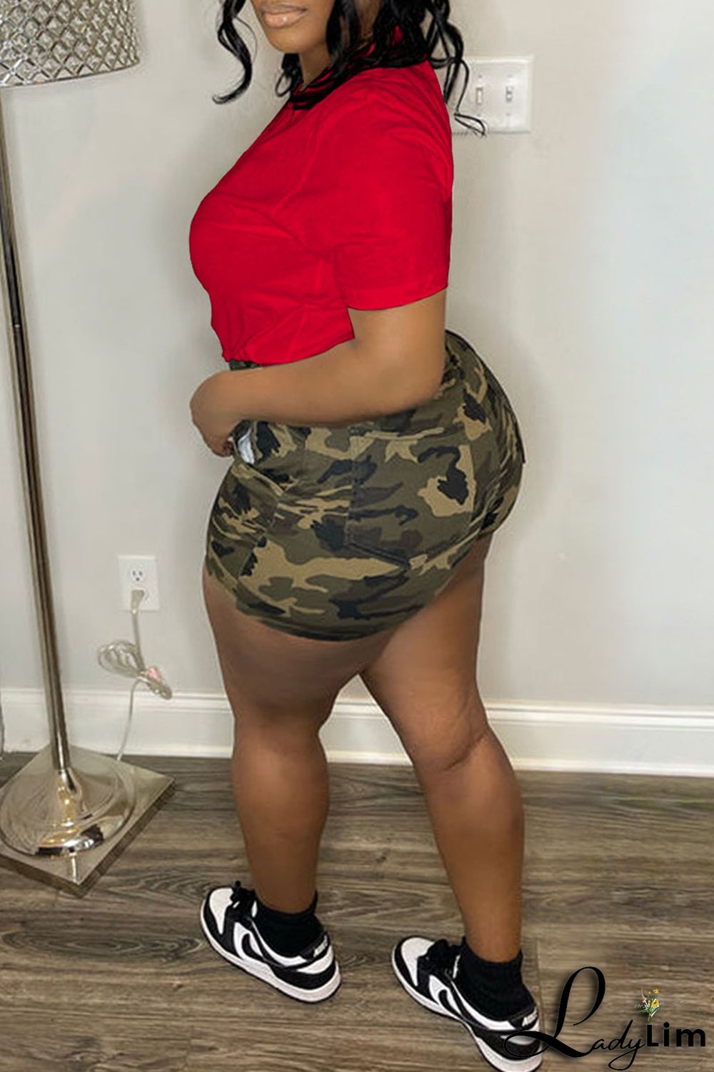 Red Casual Street Print Patchwork O Neck T-Shirts