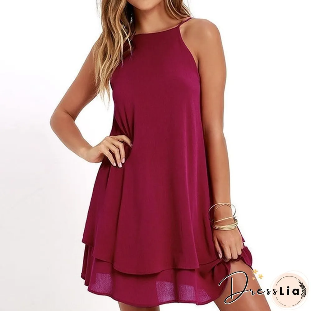 Chiffon Dress Sexy Mini Casual Dresses Spaghetti Strap A Line Off Shoulder Dresses