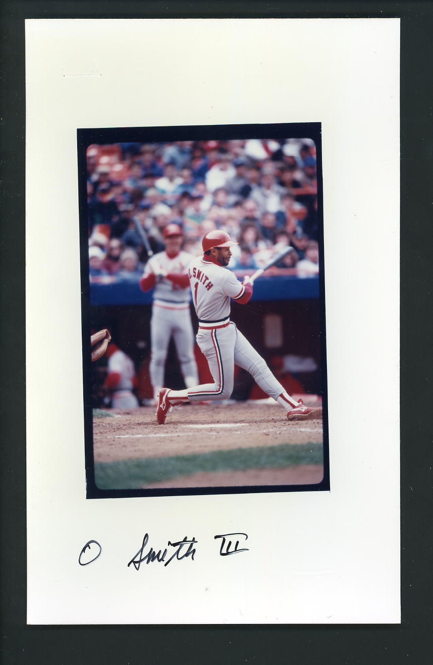 Ozzie Smith Press Original COLOR Photo Poster painting 5 x 8 Cardinals right handed action swing