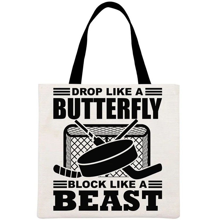 Drop like a butterfly block like a beast Printed Linen Bag-Annaletters