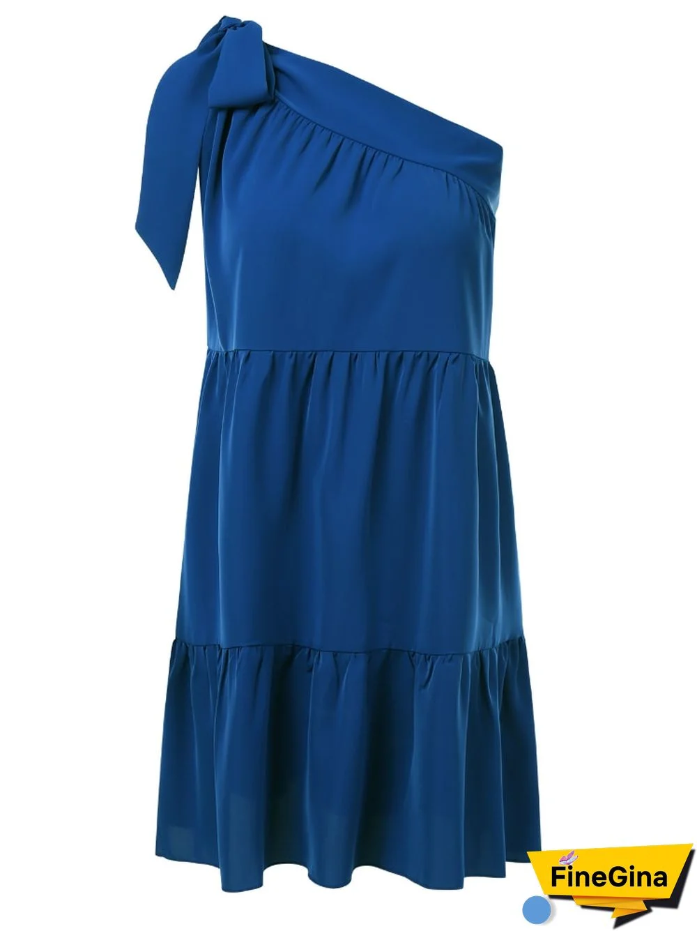 Summer New Fashion Casual Women's Mid-length Chiffon Skirt Women's Slanted Shoulders Open-back Solid Color Ruffle Dress Dresses