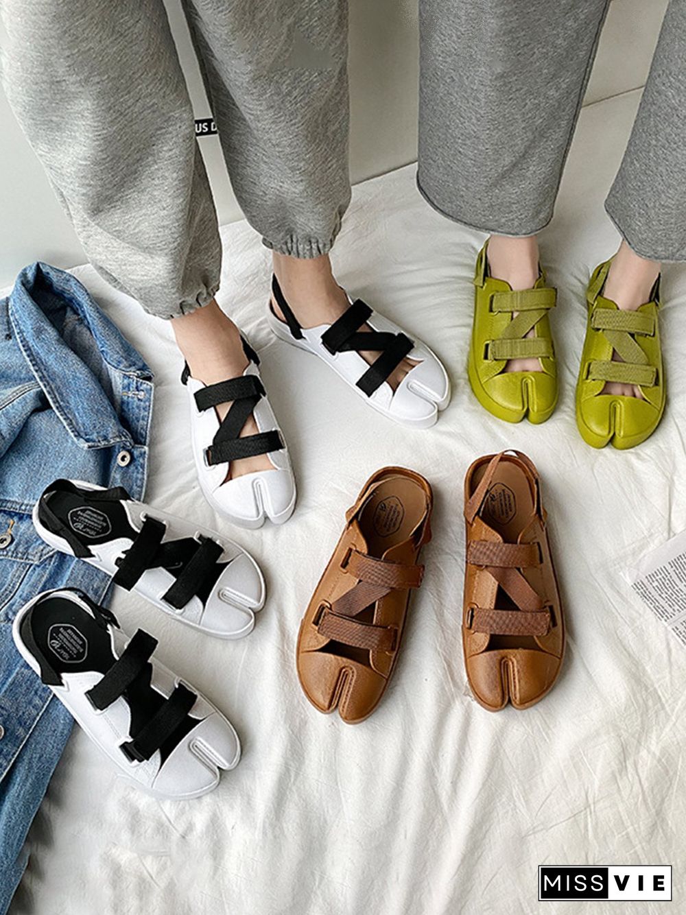 Casual Plain Split Toe Sandals