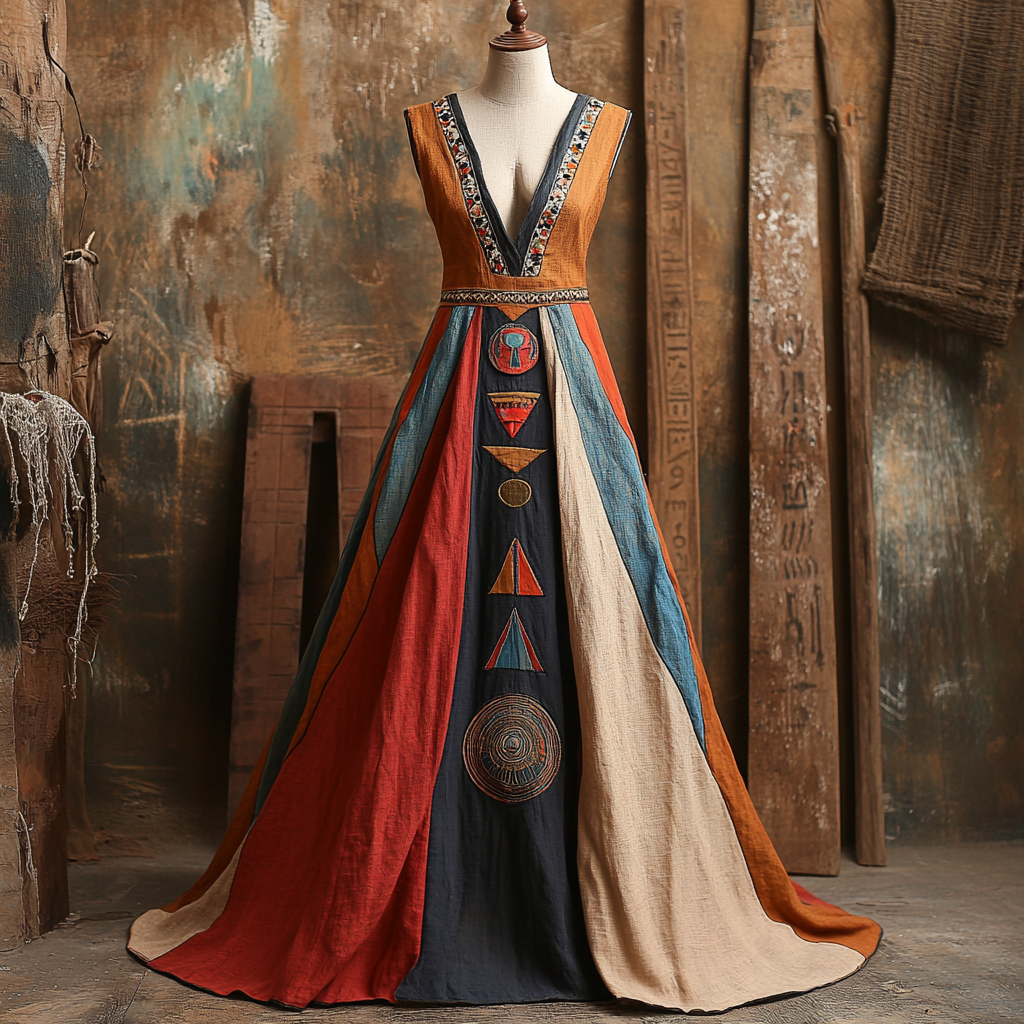 Women's Ancient Egyptian Pyramid Symbol Sleeveless Dress