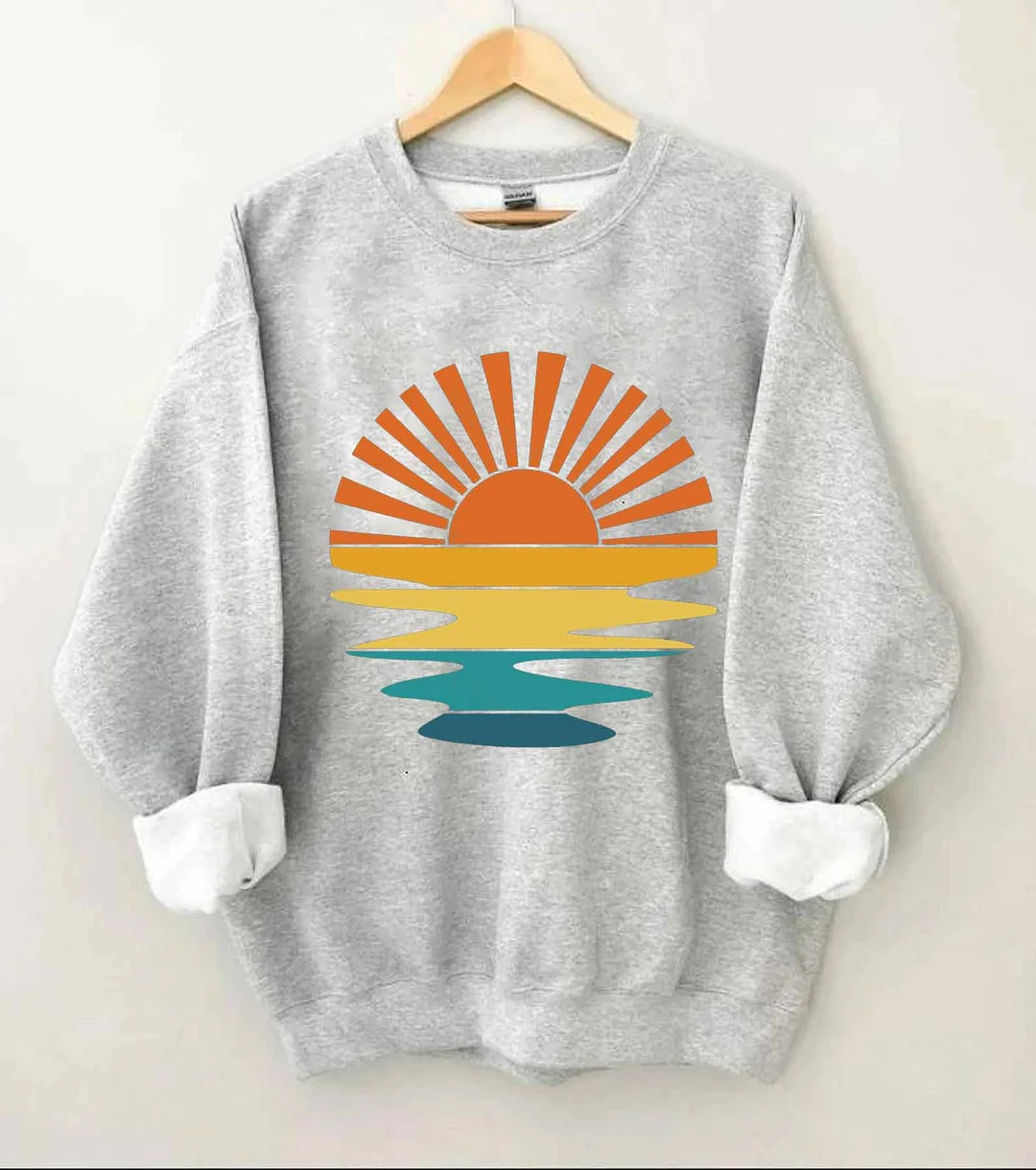 Retro Sunset Rays Wavy Sweatshirt