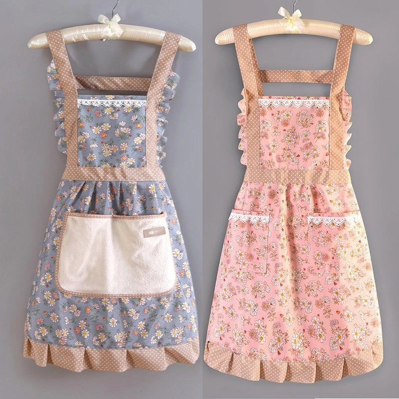Elegant Sweet Pastoral Ditsy Floral Polyester Apron 1 Piece