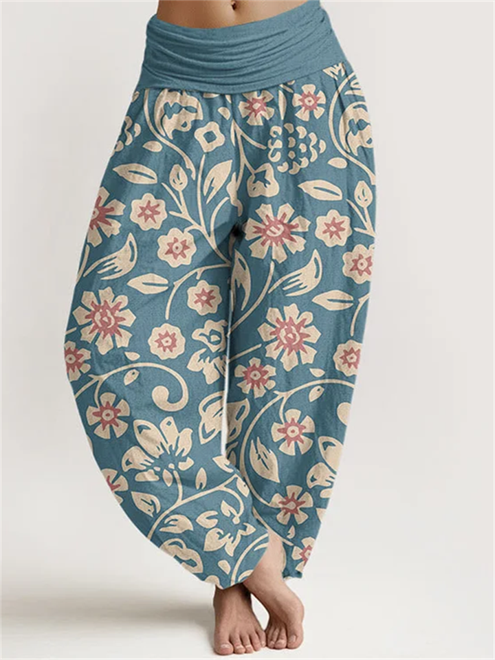 Women's New Pants Printed Loose Casual Wide-legged Pants Haren Pants