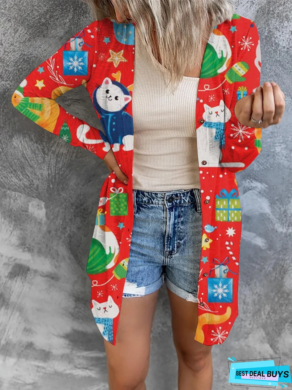 Casual Christmas Snowman Outerwear
