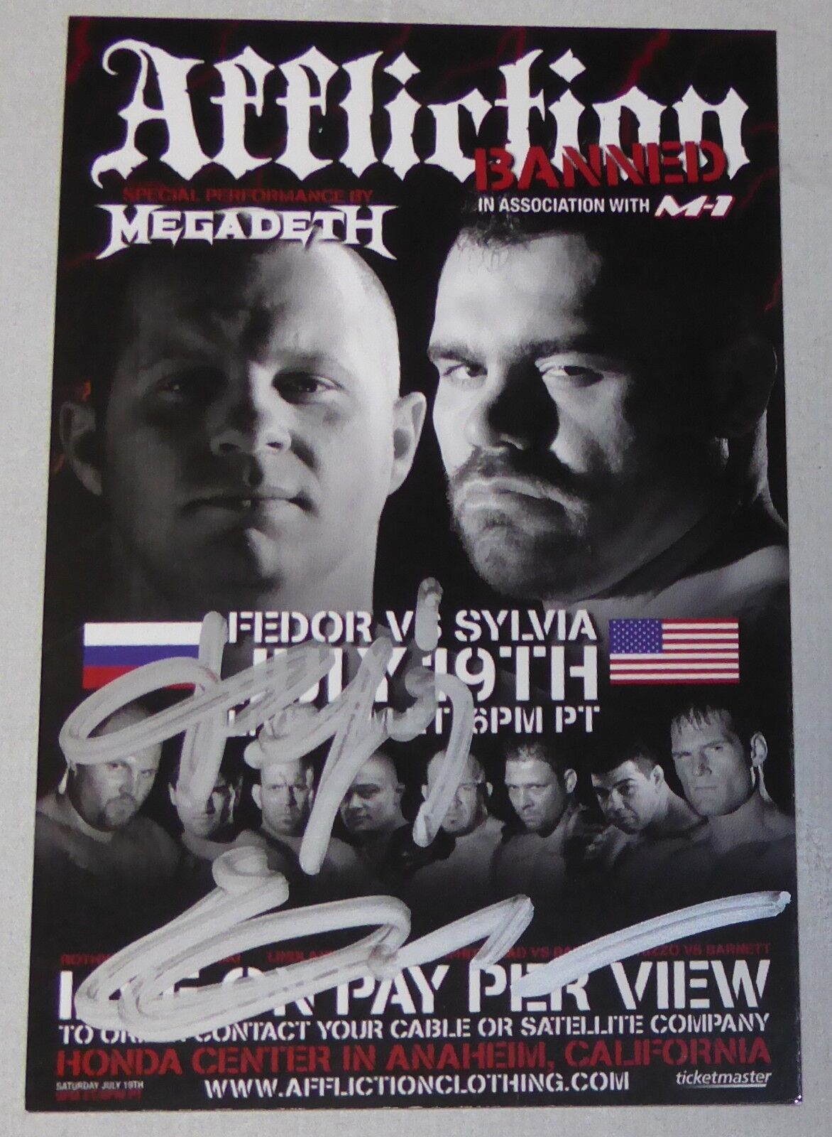 Fedor Emelianenko Signed Official Affliction MMA Photo Poster painting Card Flyer Pride FC Auto