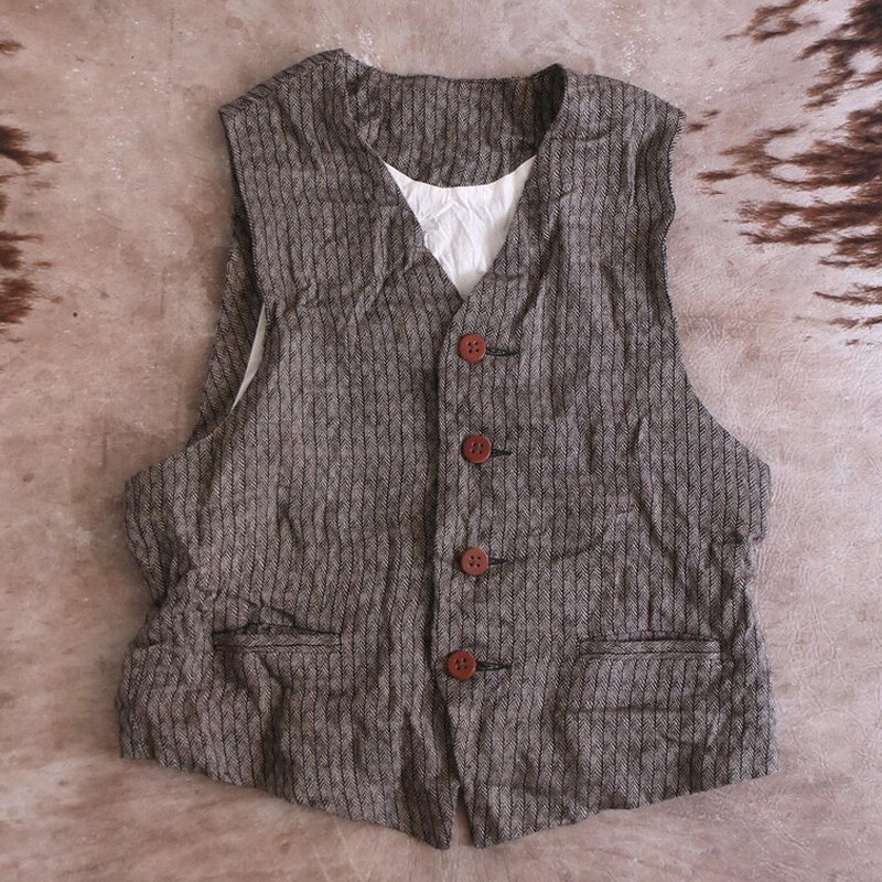Vintage Men's Striped V-Neck Single Breasted Vest