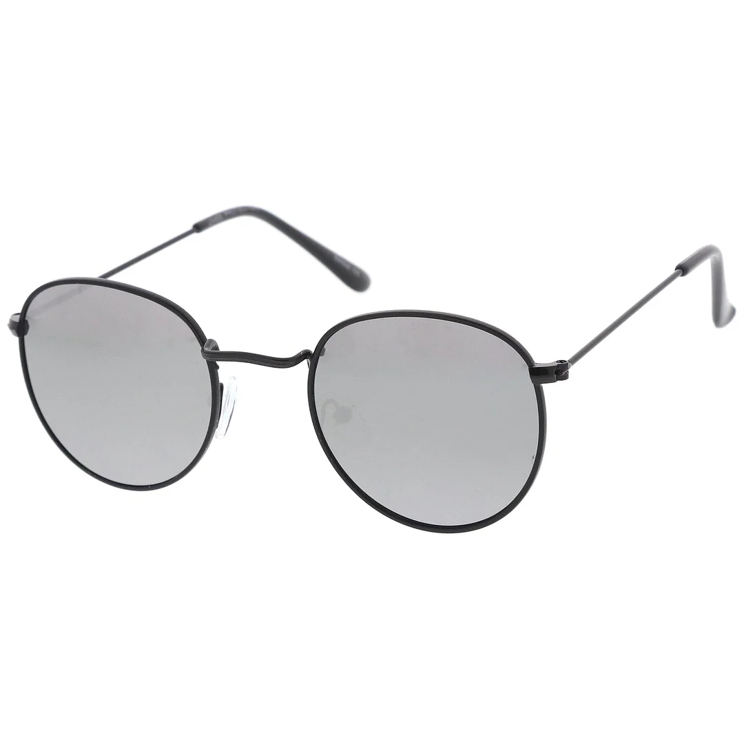 Retro Metal Frame Thin Temples Colored Mirror Lens Round glasses 50mm