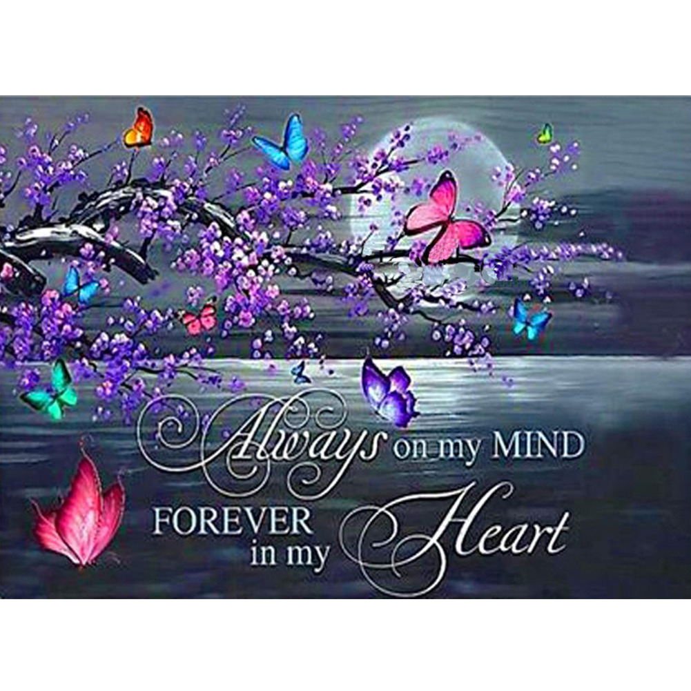 Butterfly Branch Words 40*30cm(canvas) full round drill diamond painting
