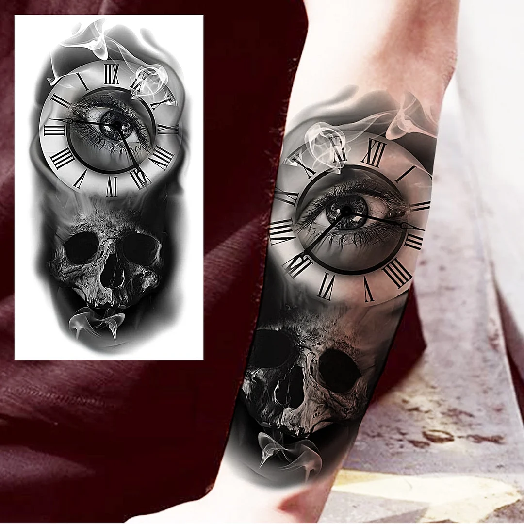 Praying Lion Cross Temporary Tattoos For Men Women Clown Wolf Tiger Flower Compass Fake Tattoo Sticker Forearm Waterproof Tatoos