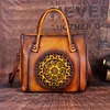 Retro Handmade Embossed Leather Handbag Messenger Bag