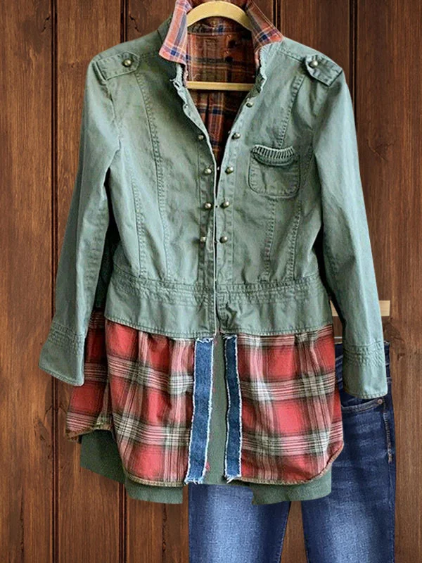 Casual Check Patchwork Jacket