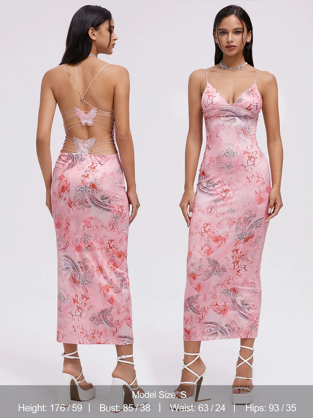 🔥Fashion items🎁Backless Halter Butterfly Sleeveless Maxi Dress