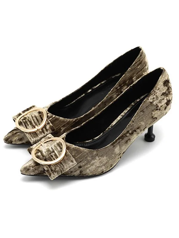 Sexy pointed suede belt buckle shallow mouth comfortable high heels