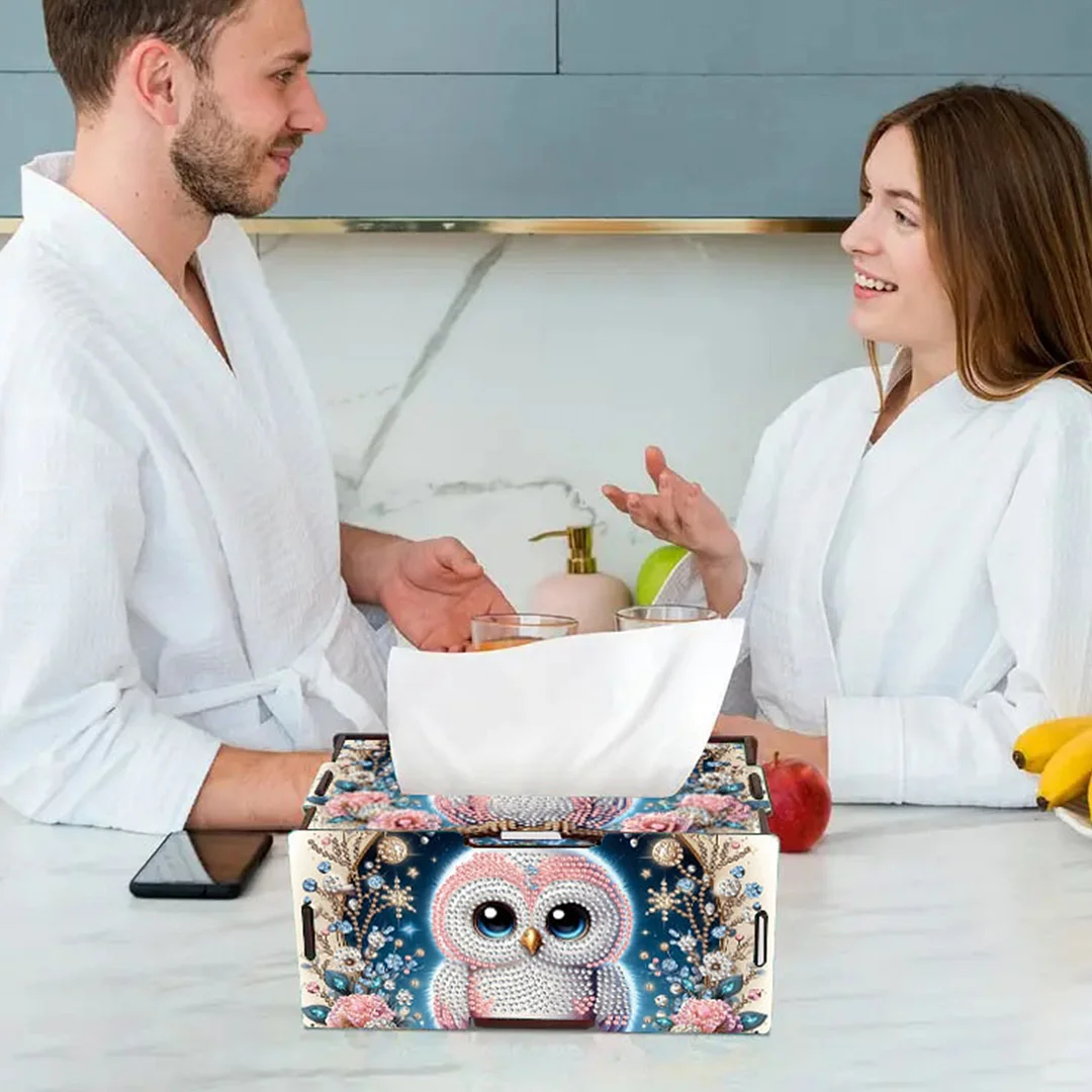 Wooden Diamond Painting Tissue Box for Home and Office Decoration(CZH006)