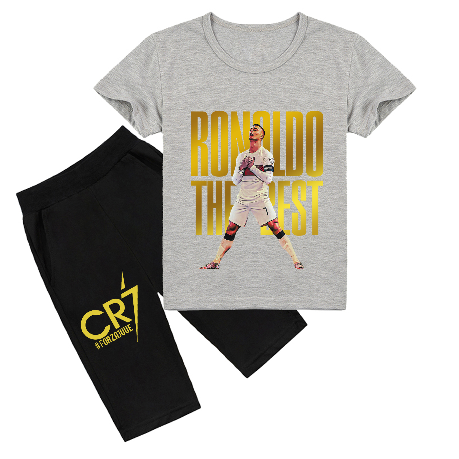 Mayoulove Cristiano Ronaldo Kids' Shorts Set - Stylish Sportswear for Boys & Girls, Perfect for Active Play-Mayoulove