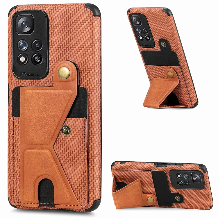 Cards Holder Kickstand Magnetic Case For Redmi Note 11Pro 11S 10s 9 Pro 10 9A 8T 8Pro For Xiaomi 10T 11 Lite X3 NFC Cover Funda