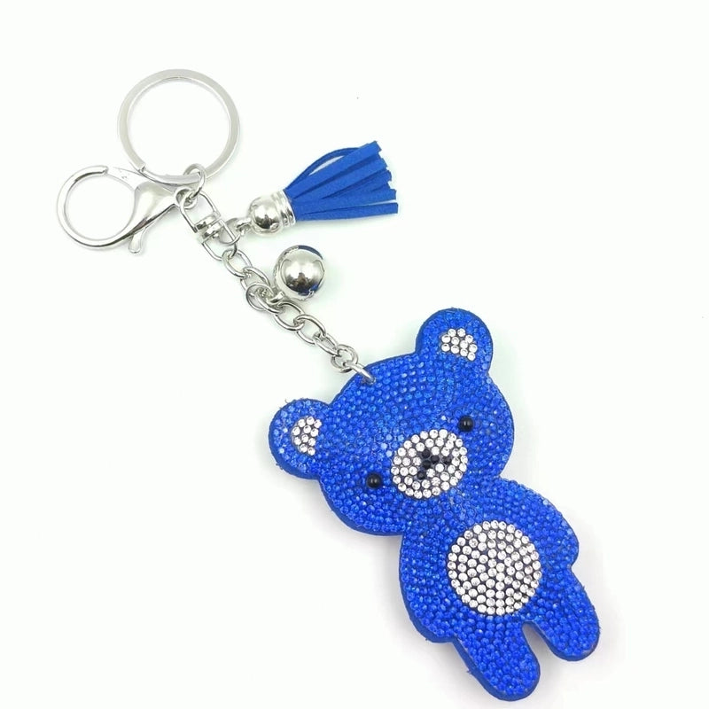 5 Pieces Cute Bear Flannel Diamond Women’s Keychain