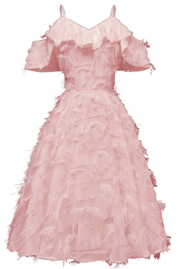 Pink Vintage Ruffle Trim Tasseled Homecoming Dress - Shop Trendy Women's Clothing | LoverChic