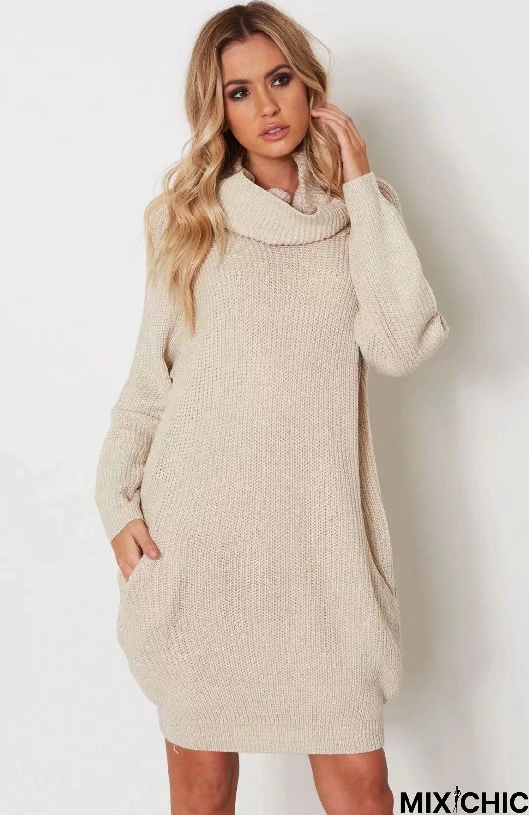 Turtleneck Shift Long Sleeve Dresses