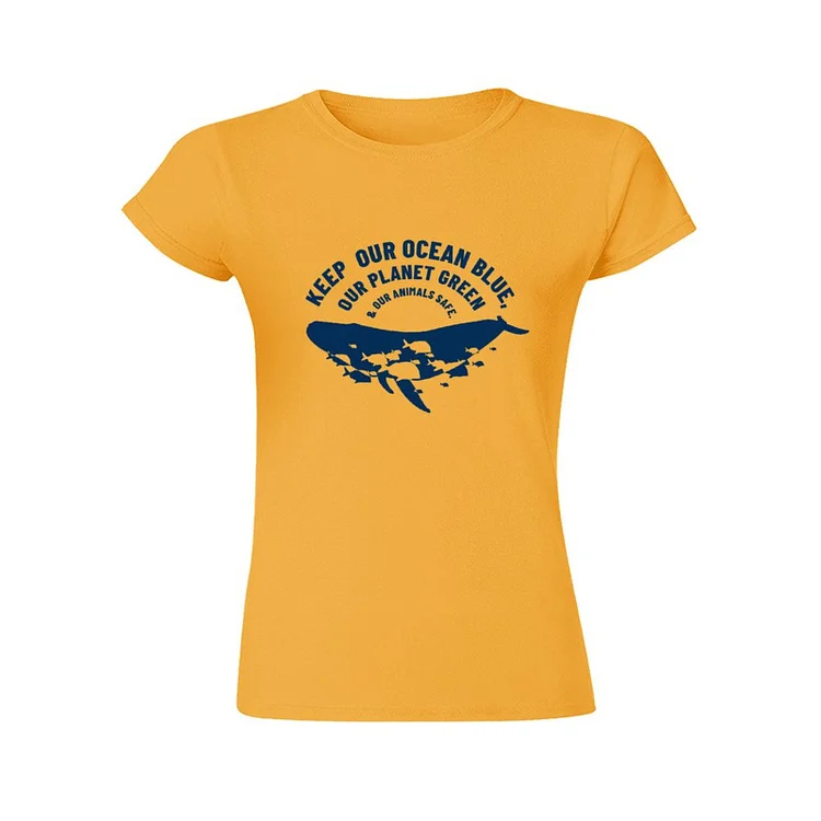 Gildan T-shirt Women To Protect The Environment Whale Dark Blue  customized, personalized, gift