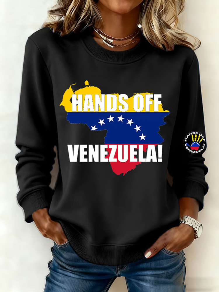 Women's Hands Off Venezuela! Print Sweatshirt artswardrobe