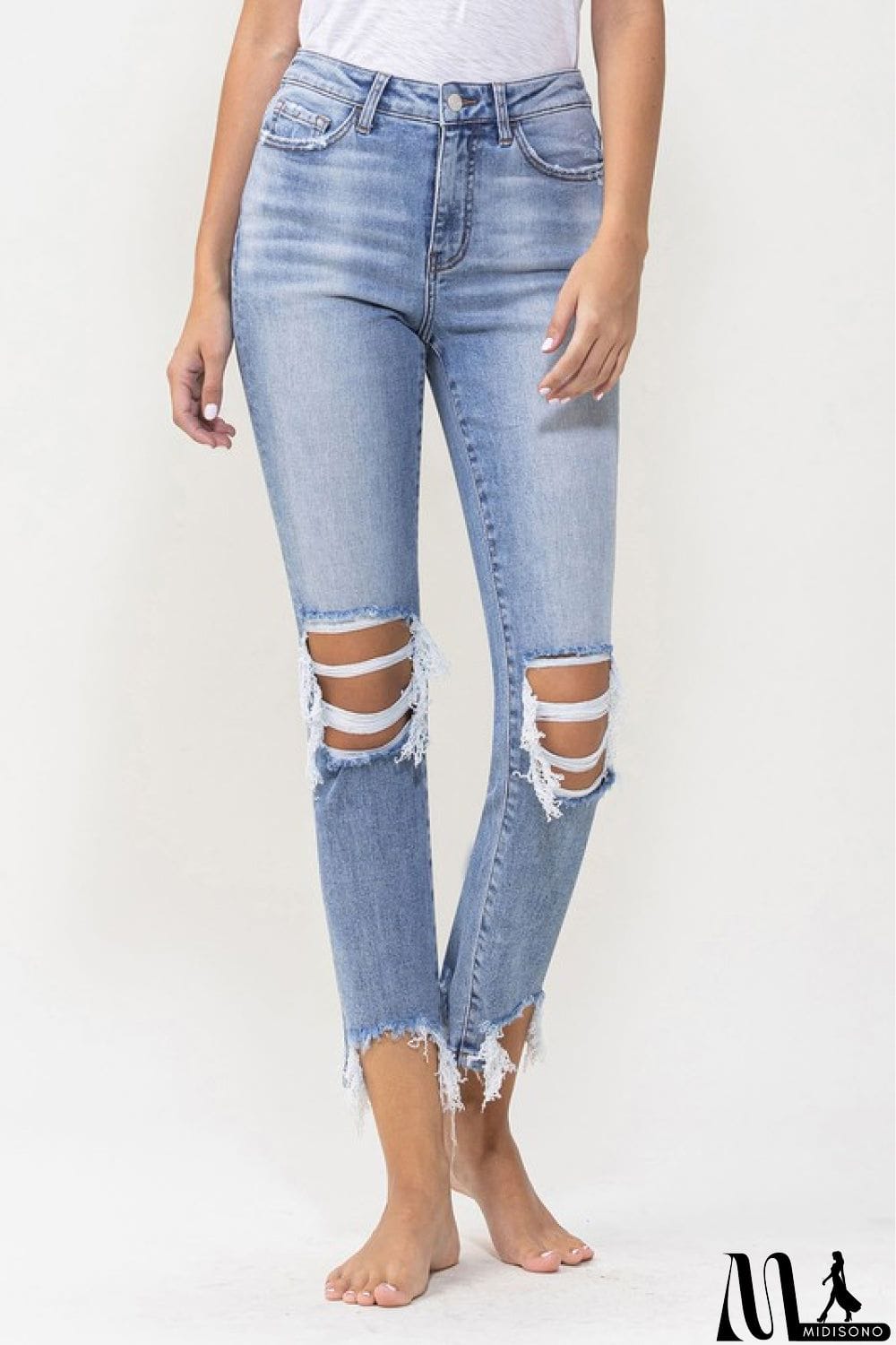 MidiSono - Lovervet Full Size Courtney Super High Rise Kick Flare Jeans
