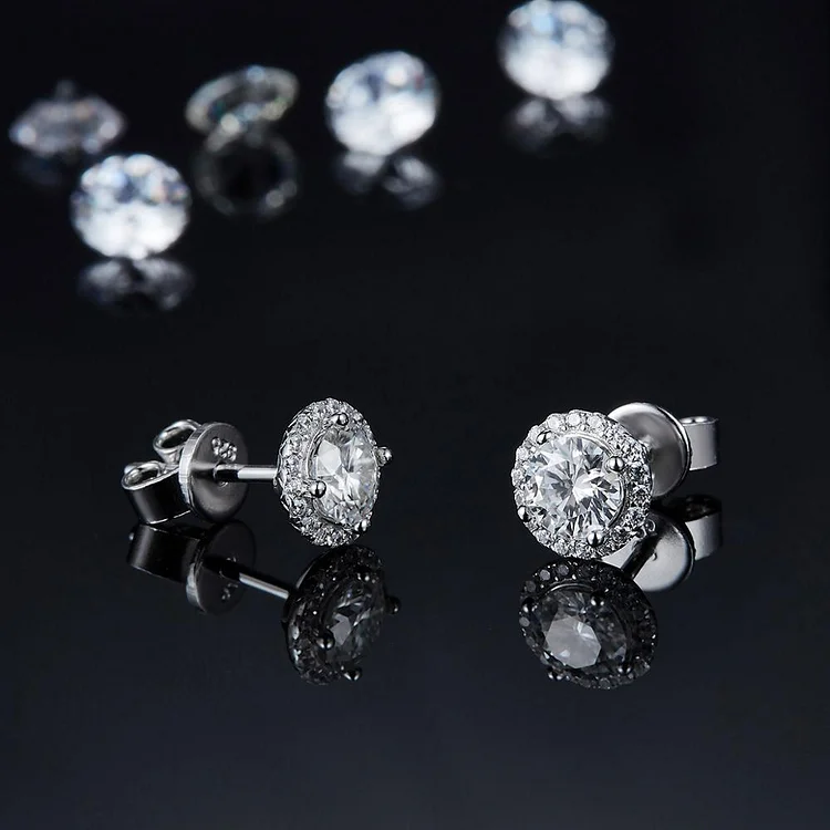 925 Sterling Silver D Color Moissanite Solitaire Jewelry Set