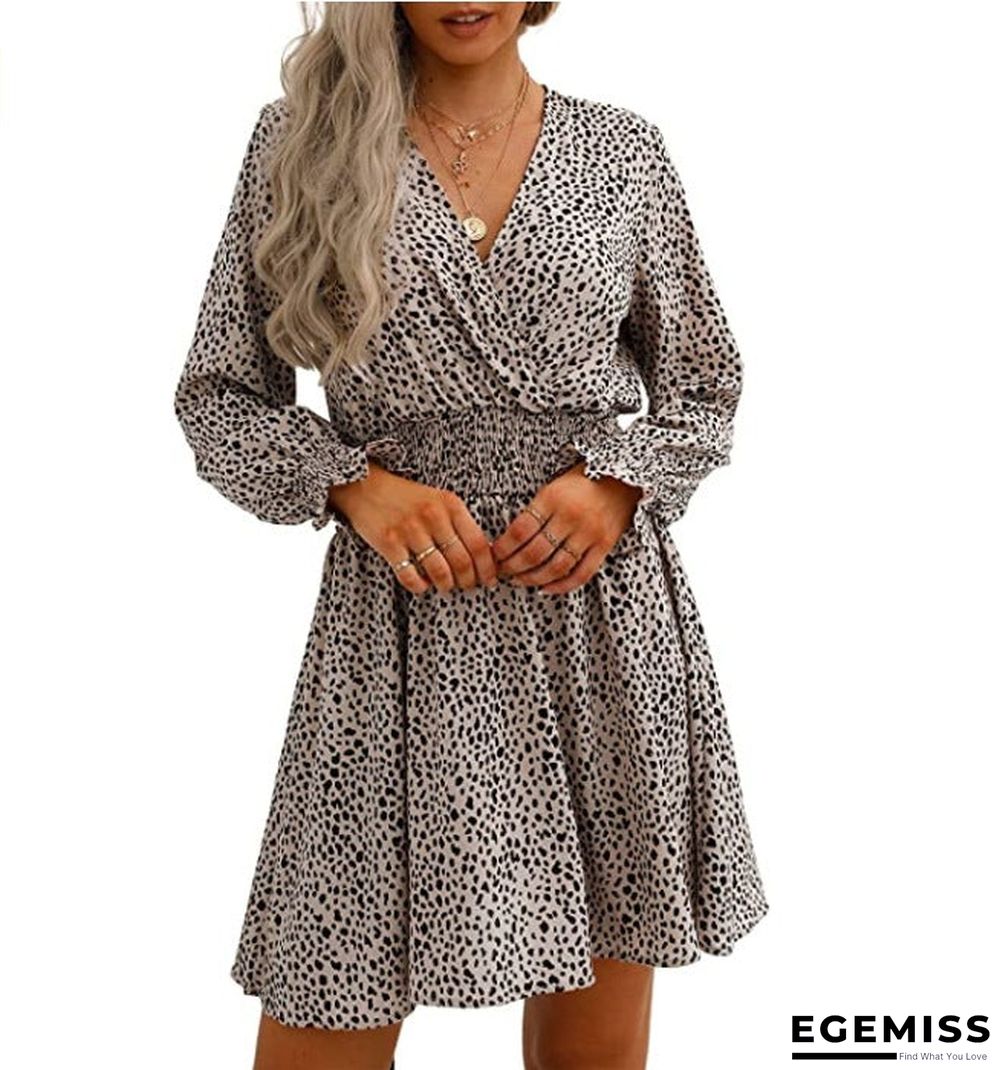 V-neck Printed Casual Women's Dress | EGEMISS
