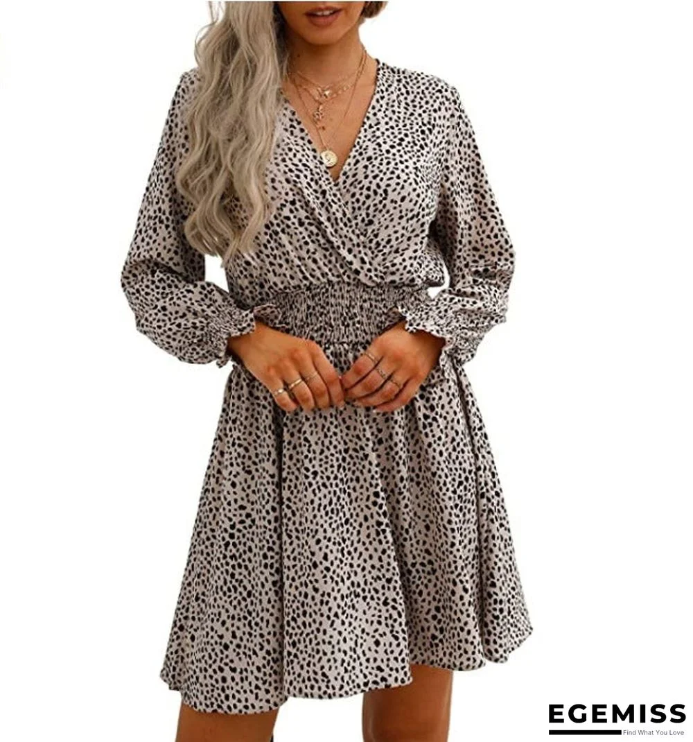 V-neck Printed Casual Women's Dress | EGEMISS