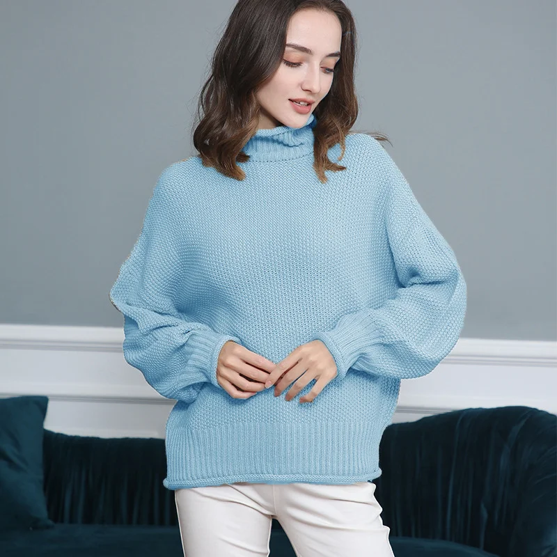 Wongn Wongn Style Women's Sweater Fashion Casual Women's Long Sleeve High Collar Pure Color Knit Pullover