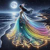 Girls With Fluorescent Lights On The Beach - 18CT Counted Cross Stitch - 35*35cm