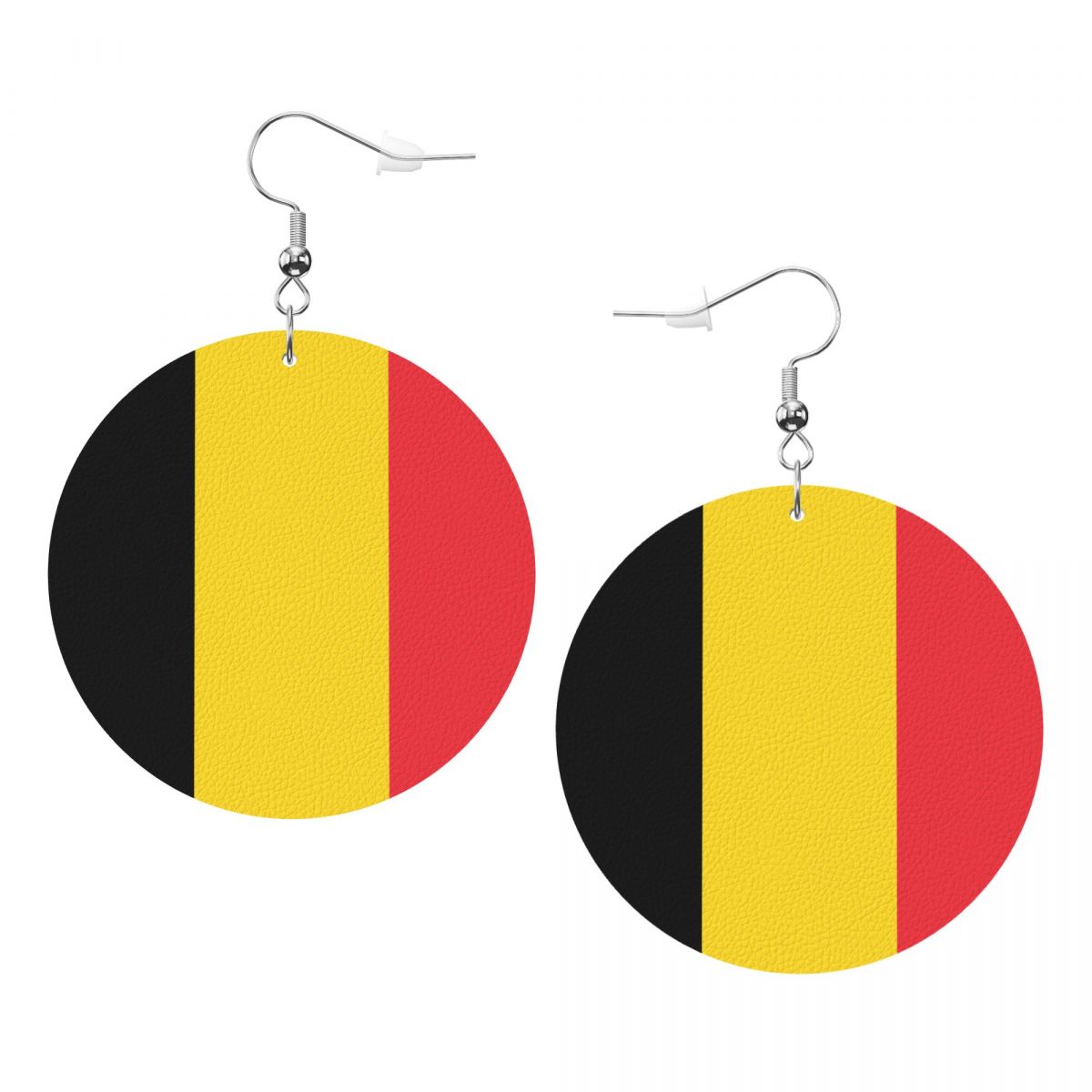 Belgium Flag Print Lightweight Dangle Hoop Earrings For Women Girls