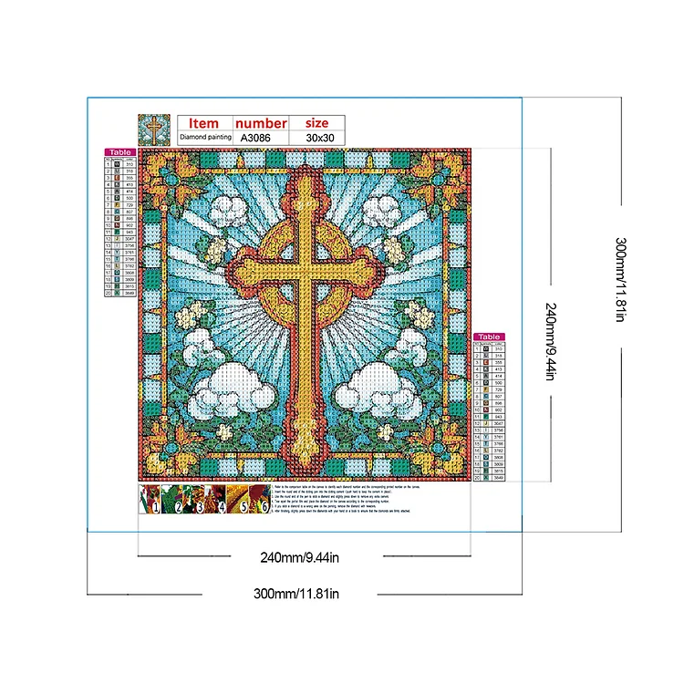 Diamond Painting Stained Glass Cross 