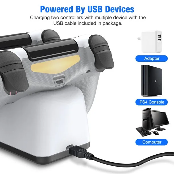 DinoFire PS4 Wireless Controller Charger Station Stand for Playstation 4/PS4 Slim/PS4 Pro, 2 Hours Quick Charging Station